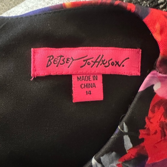 Betsey Johnson Black Dress with Red and Purple Floral Print - Picture 2 of 5